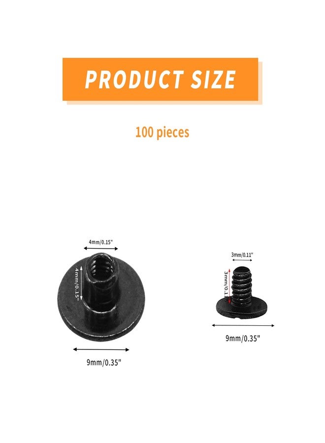 Begino 50pcs Chicago Screw M4x4mm Slotted Binding Screws for Rivet Book Binding,Black - Image 2